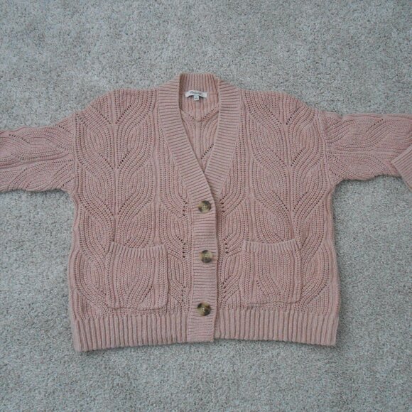 Madewell Cotton Knit Pink Cardigan Sweater V Neck Button Up Women’s Size Small - Picture 11 of 13